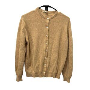 Vintage John Wanamaker 100% Cashmere Womens Cardigan Sweater Size 38 Tan